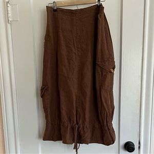Very Cute FLAX Brown Linen Skirt Medium